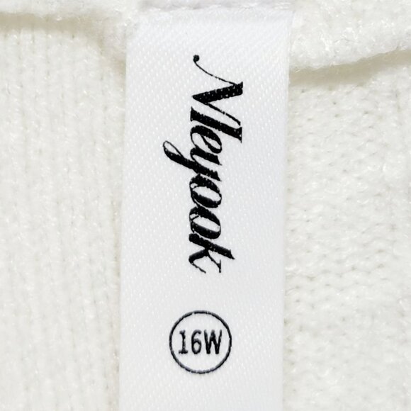 Cable Knit Button-Up Cardigan Sweater  Pockets Womens Size 16W Neyook Soft White - Picture 4 of 13